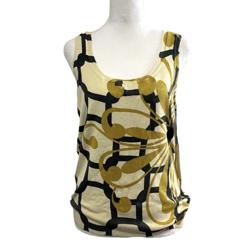 Vertigo Paris Floral Scroll Knit Sleeveless Sweater Vest Tank Top